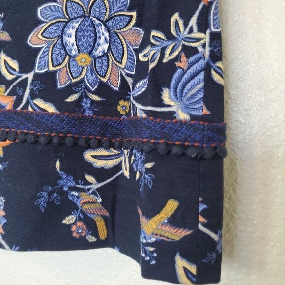 Ann Taylor Loft Skirt Womens Size 4 Embroidered Navy Blue Floral A Line - Picture 4 of 14